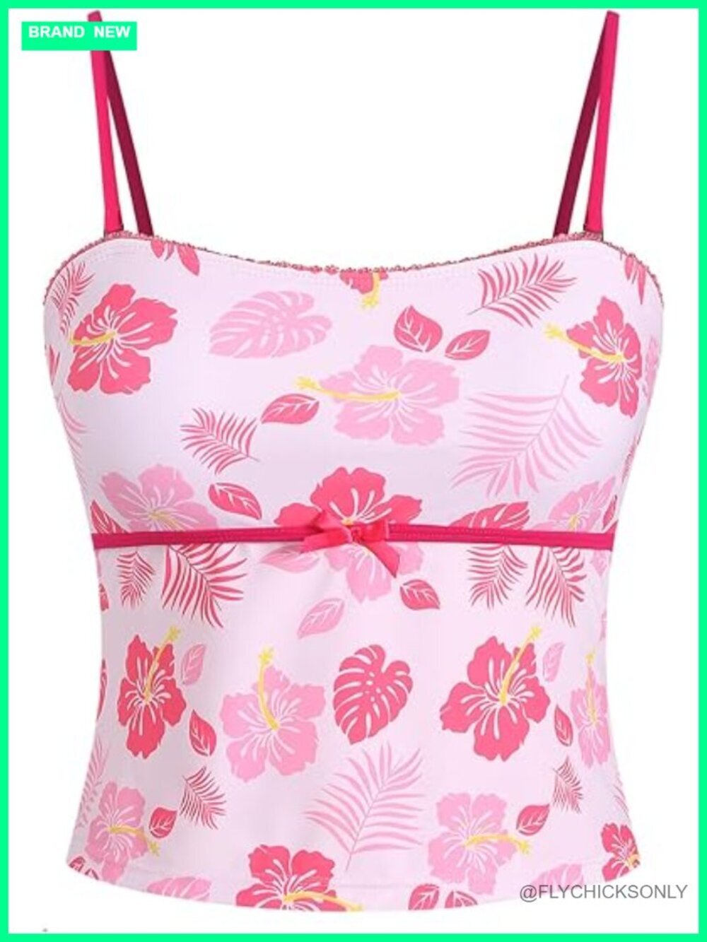 ZAFUL Tankini Top Strapless Bow Swimsuit Tummy Control Bathing Suit Top Only